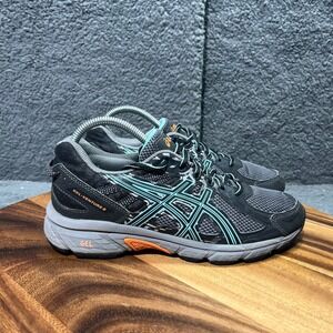 Asics GEL-Venture 6‎ Running Trail Athletic Sneakers Black Aqua Orange Size 7.5